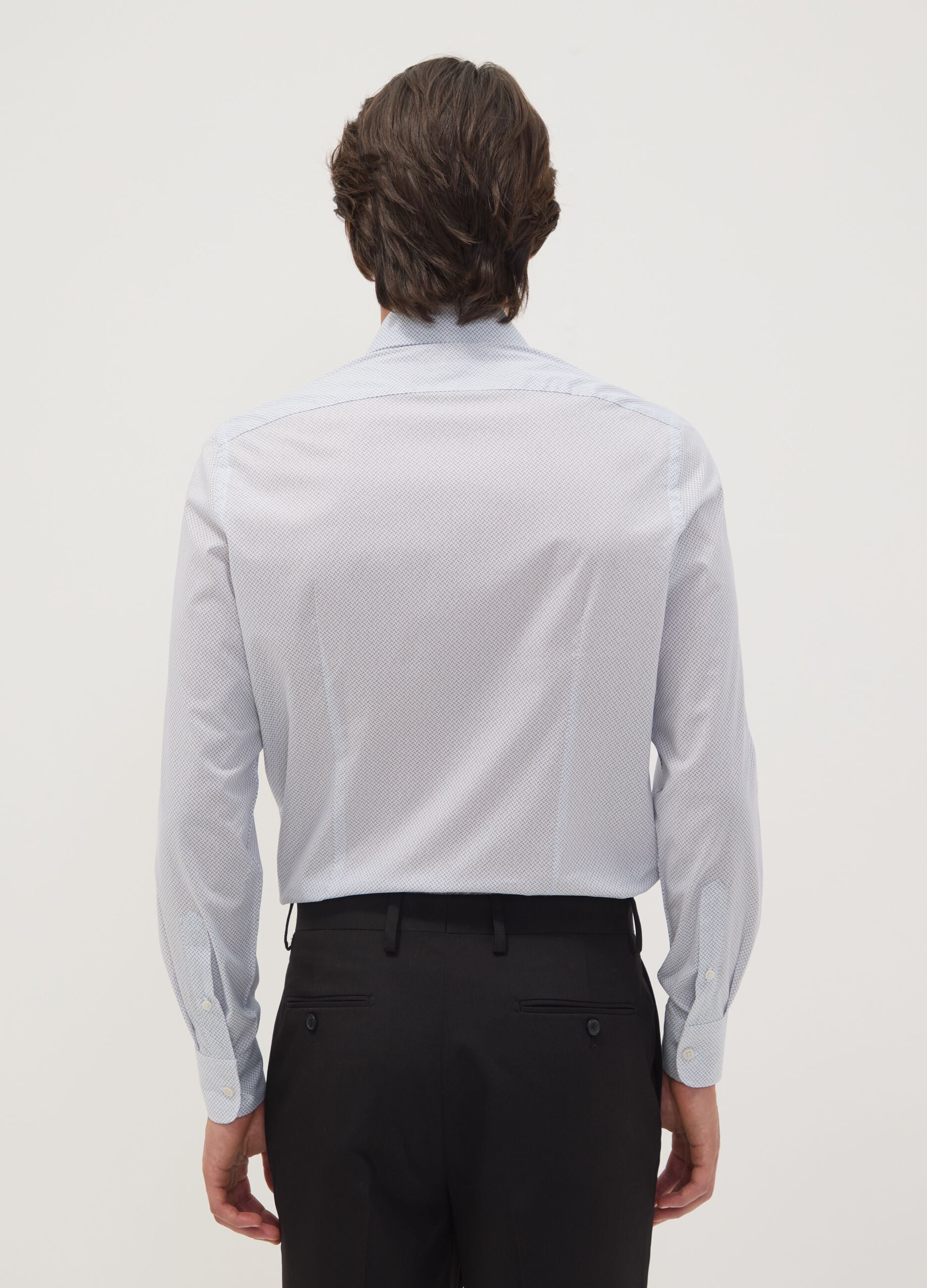 Light blue stretch cotton poplin shirt with cutaway collar