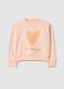 Beige Regular Fit Baumwollmix-Sweatshirt mit Herz f&uuml;r M&auml;dchen_0