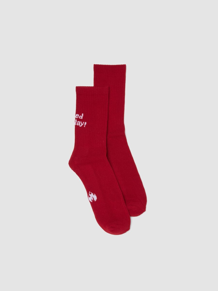 Chaussettes de sport rouges en coton stretch_0