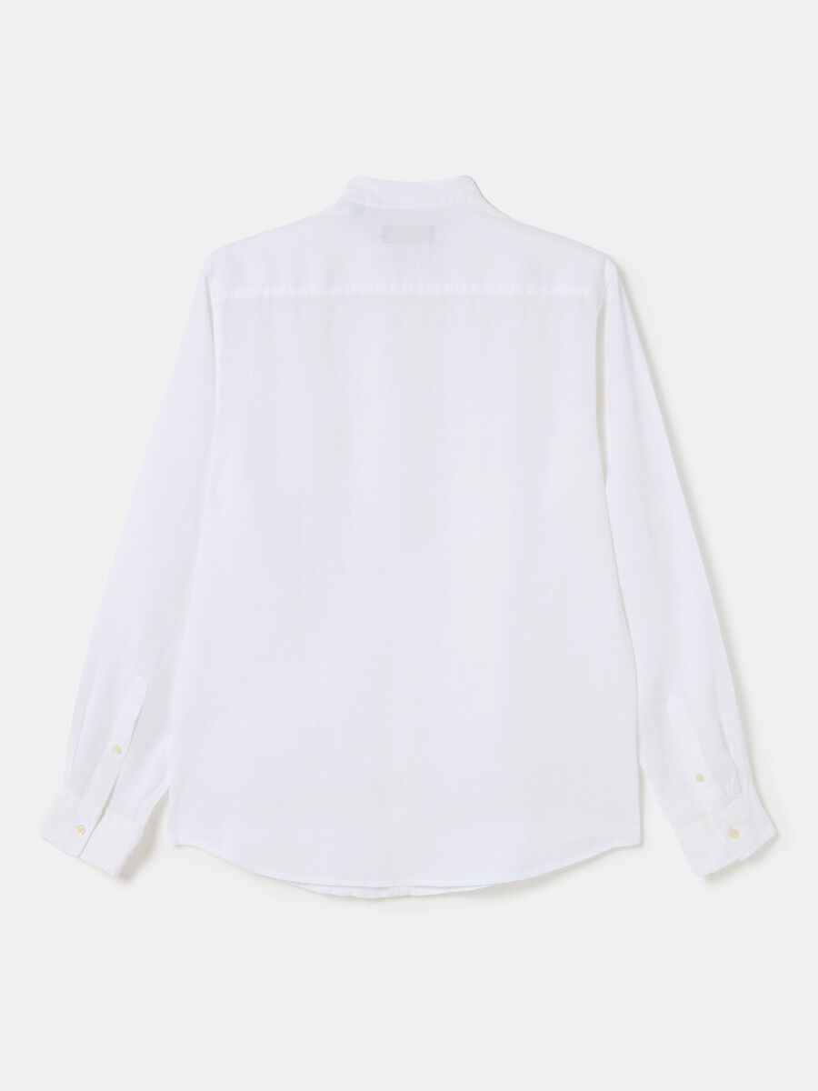 Linen shirt with Mandarin collar_4