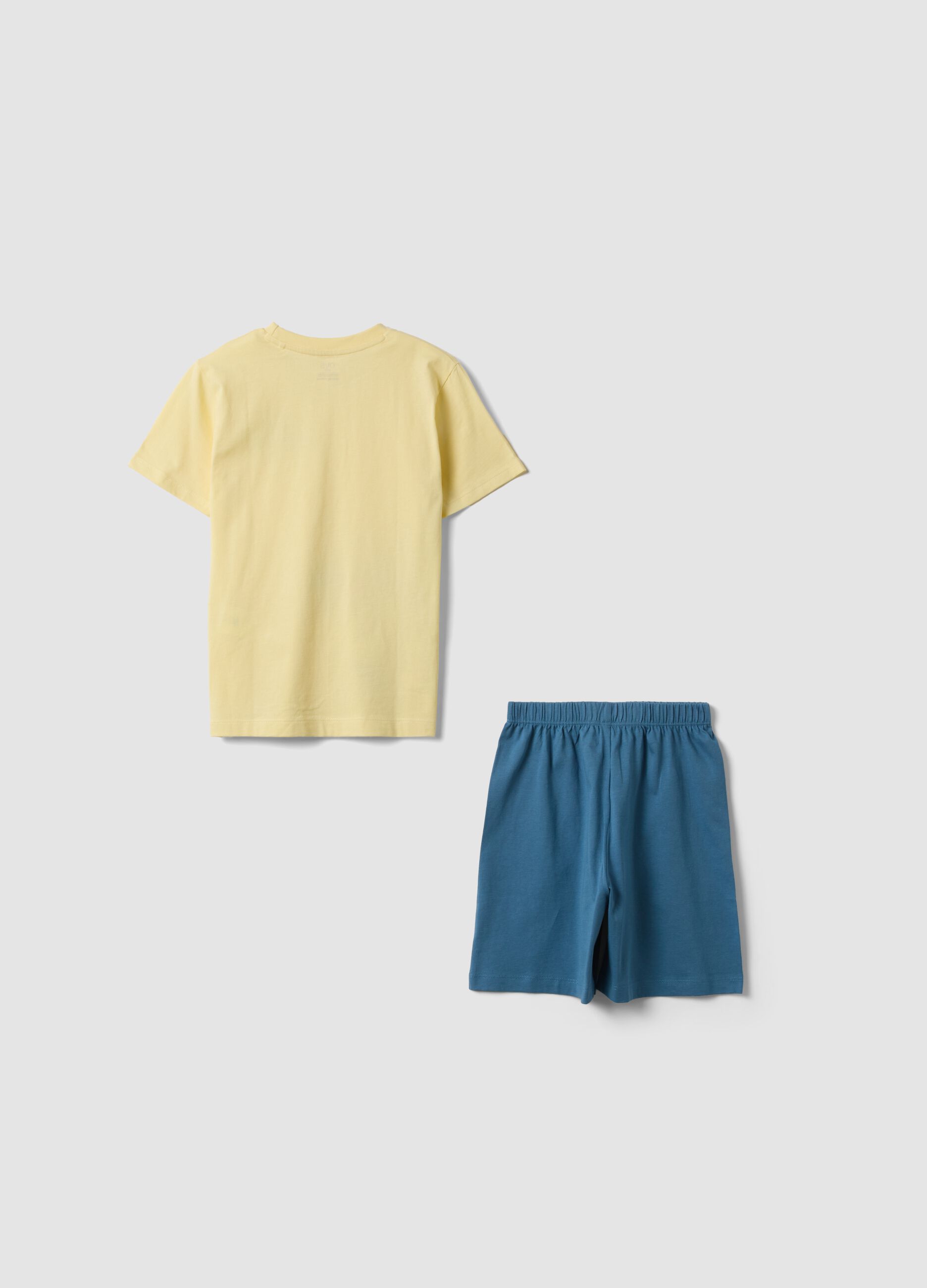 Yellow short pyjamas in pure organic cotton for kids, regular fit