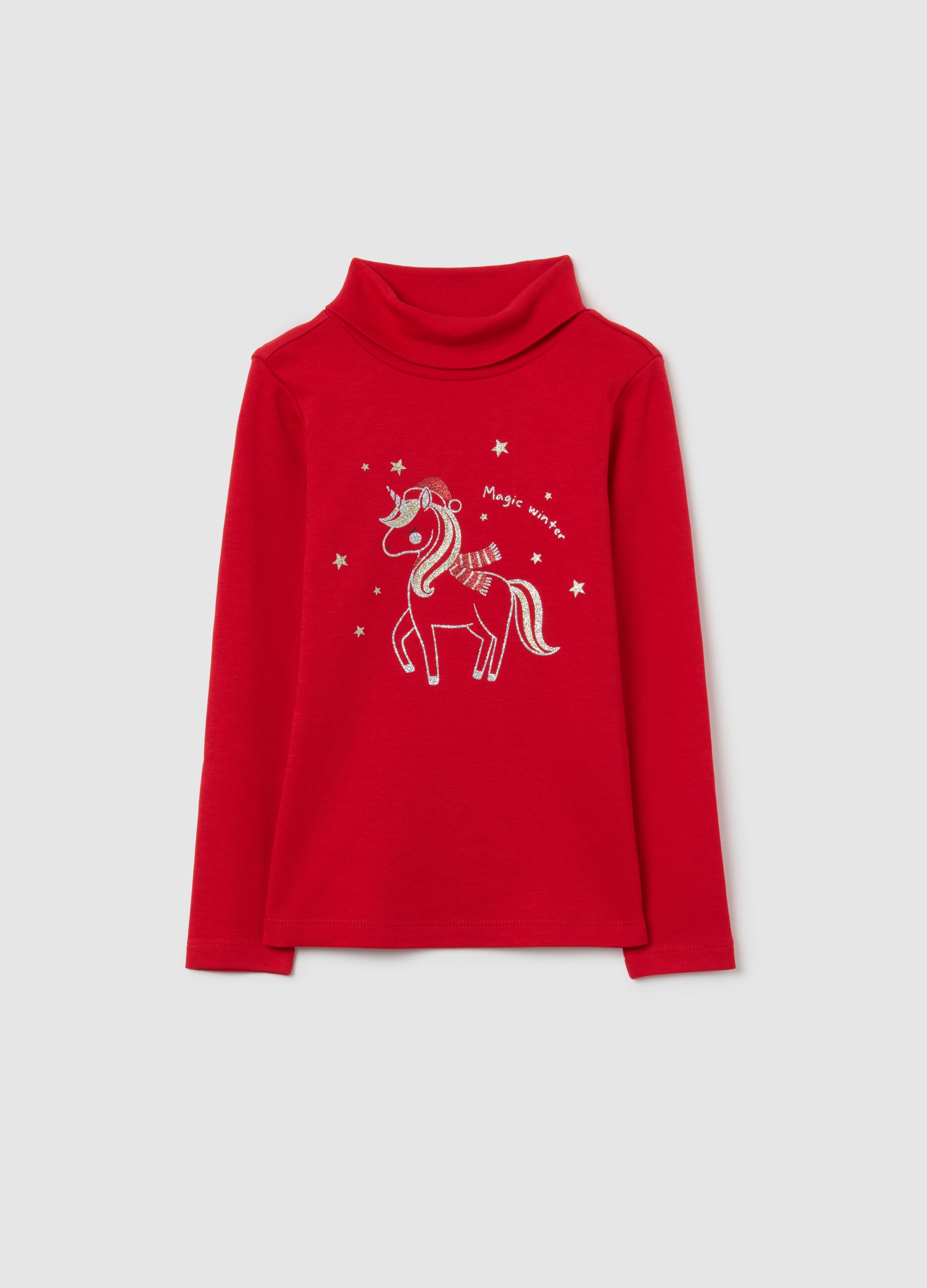 Red pure cotton regular fit girl's jumper