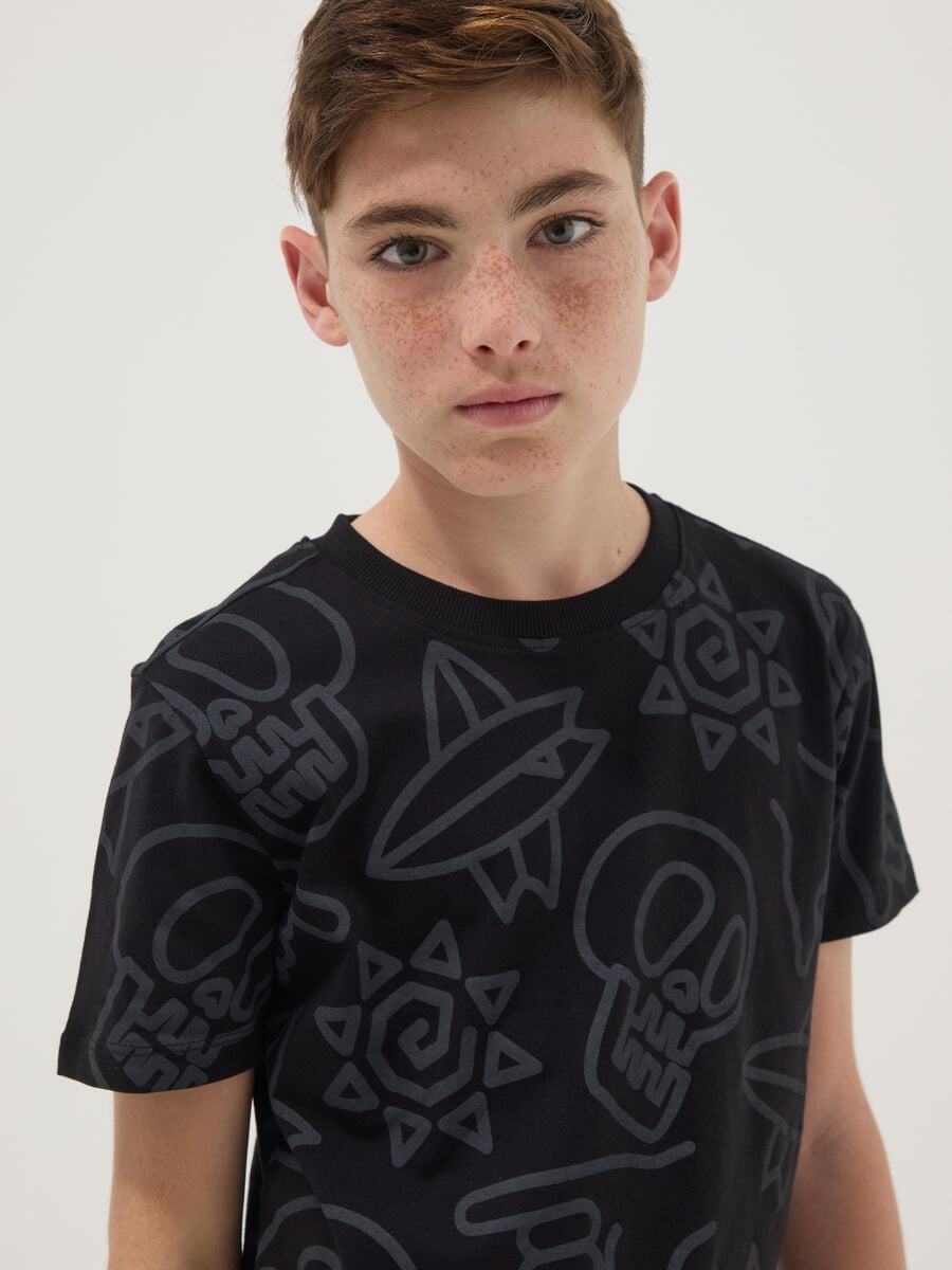 Black short-sleeve pure cotton T-shirt_2