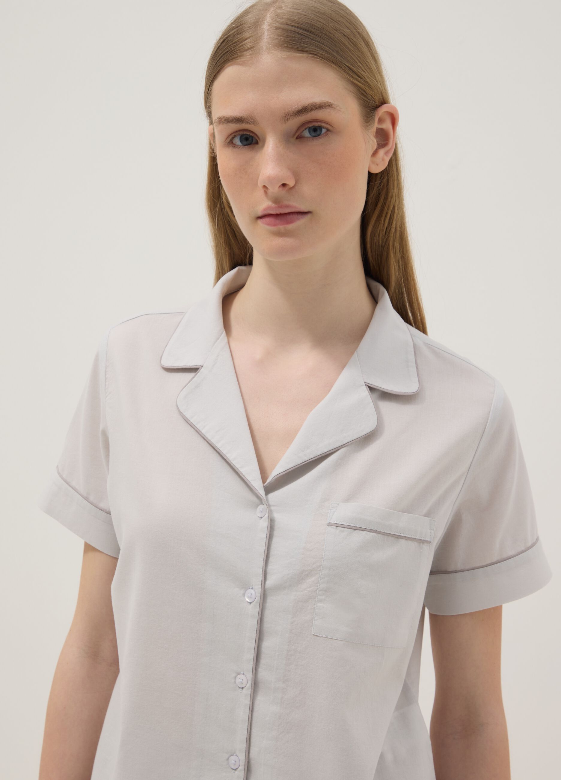 Regular-fit pure cotton grey pyjamas