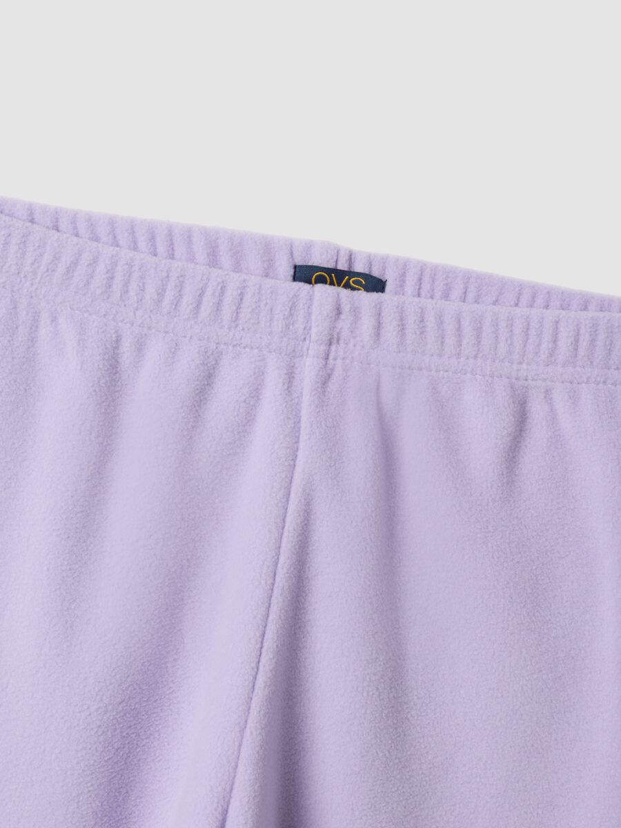 Purple fleece crew-neck pyjamas with long trousers, regular fit_3
