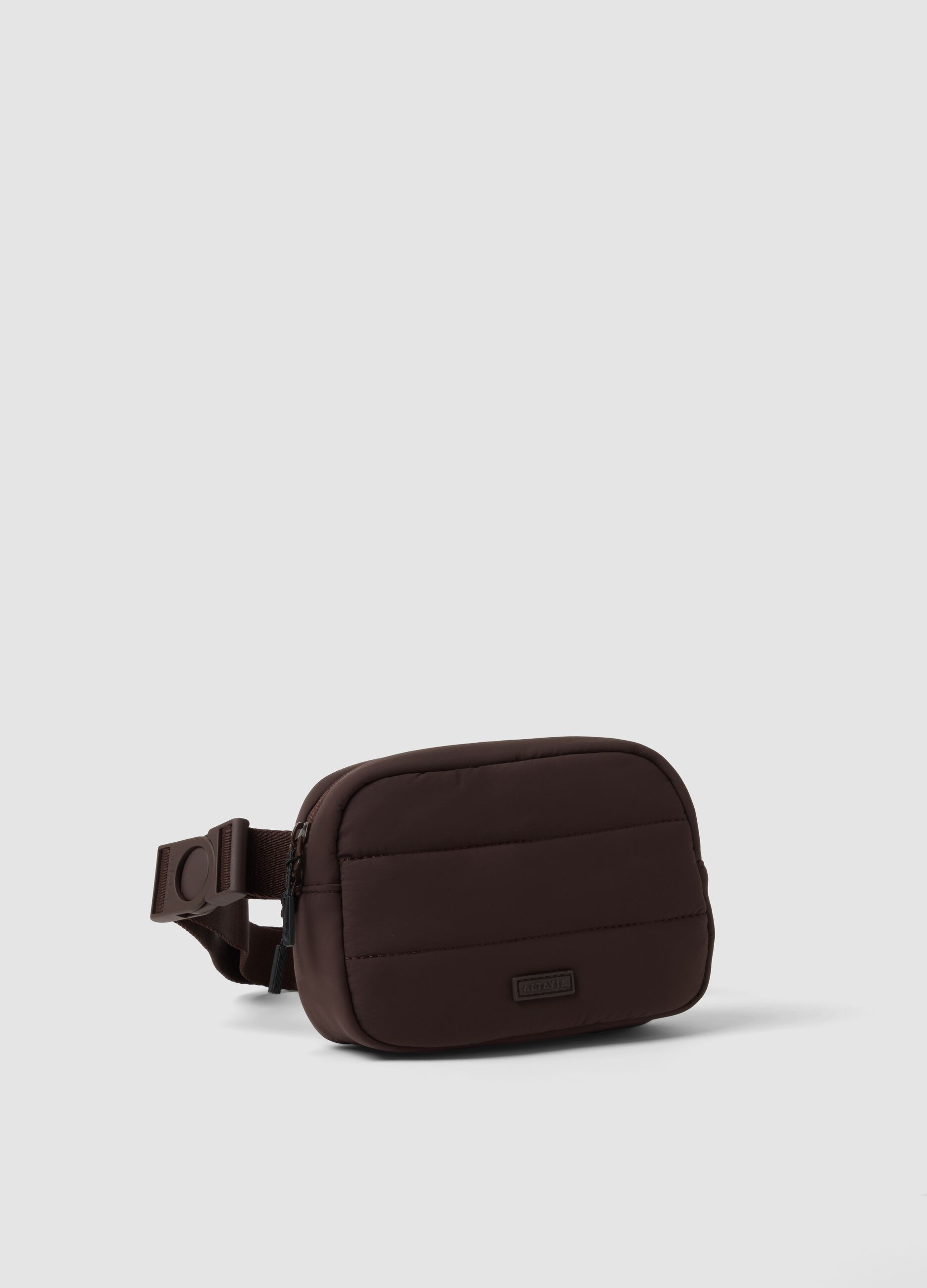 Brown stretch-fabric crossbody bag