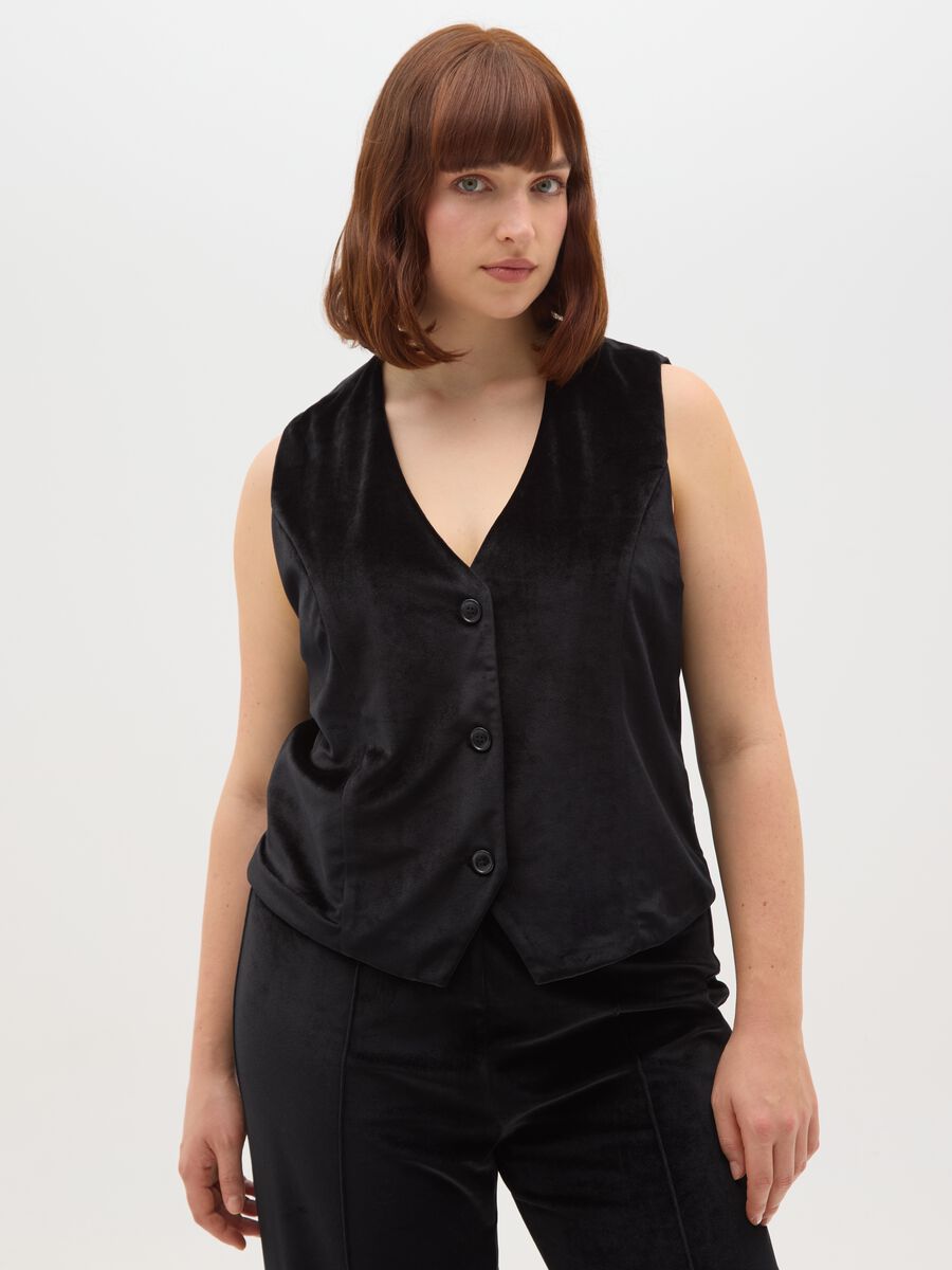 Black waistcoat with lining and regular fit buttons_0