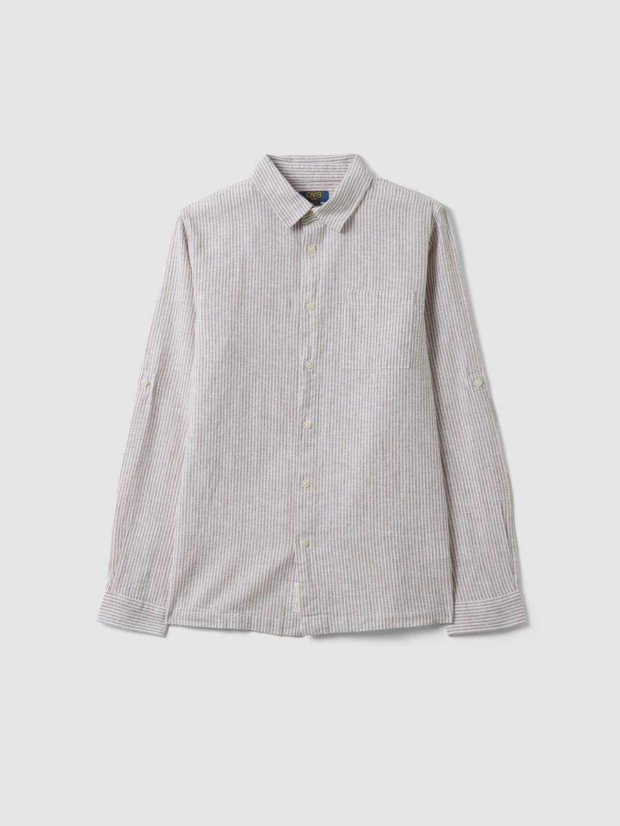 Boy's regular fit multicolour striped linen blend shirt_3