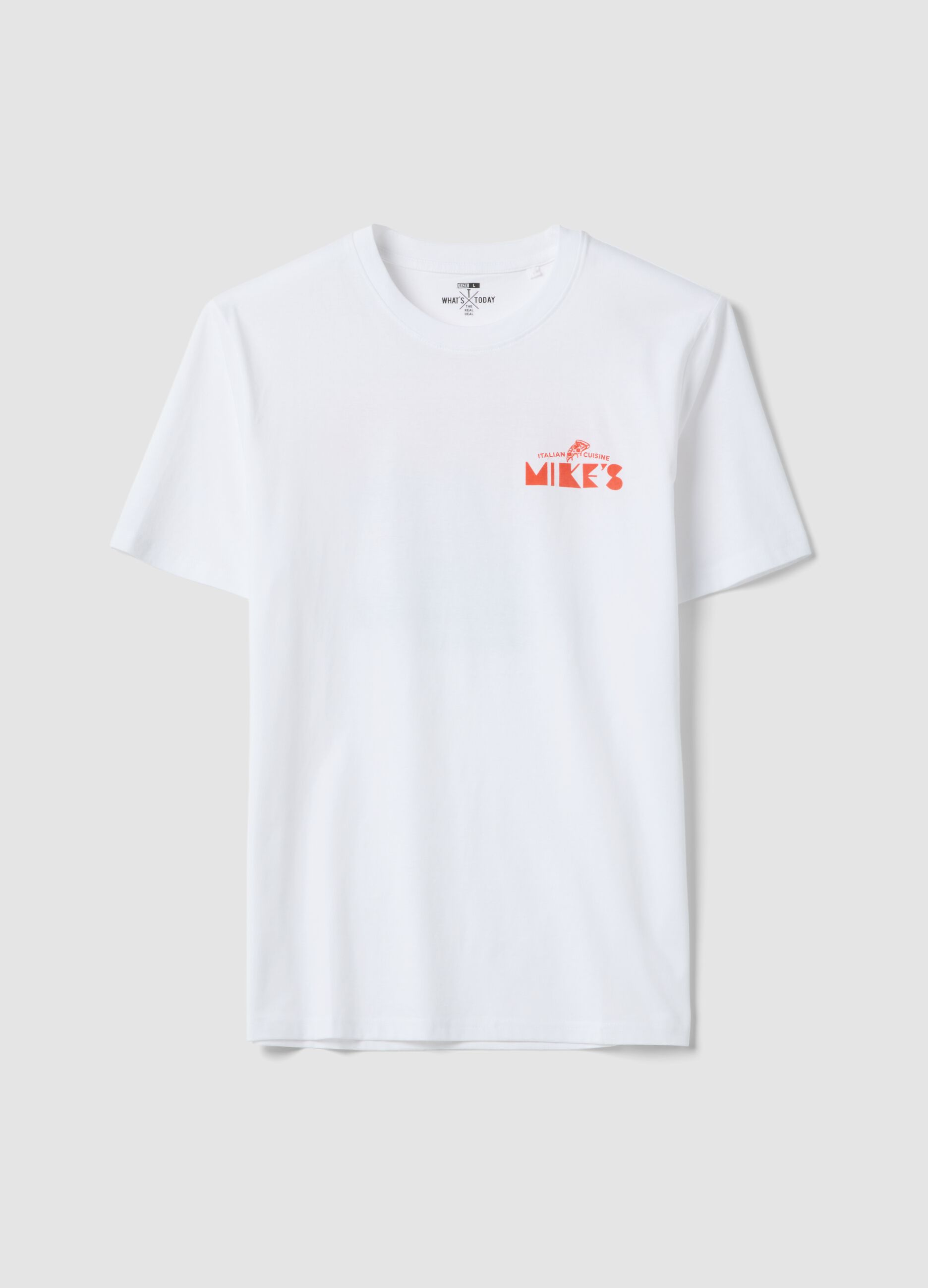 Wei&szlig;es T-Shirt mit Print aus reiner Baumwolle, Regular Fit