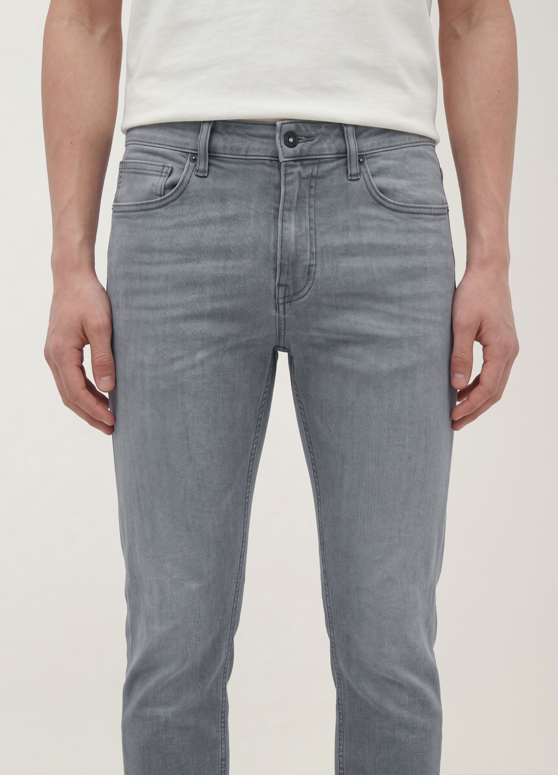 Graue Skinny-Fit-Jeans aus Stretch-Baumwolle