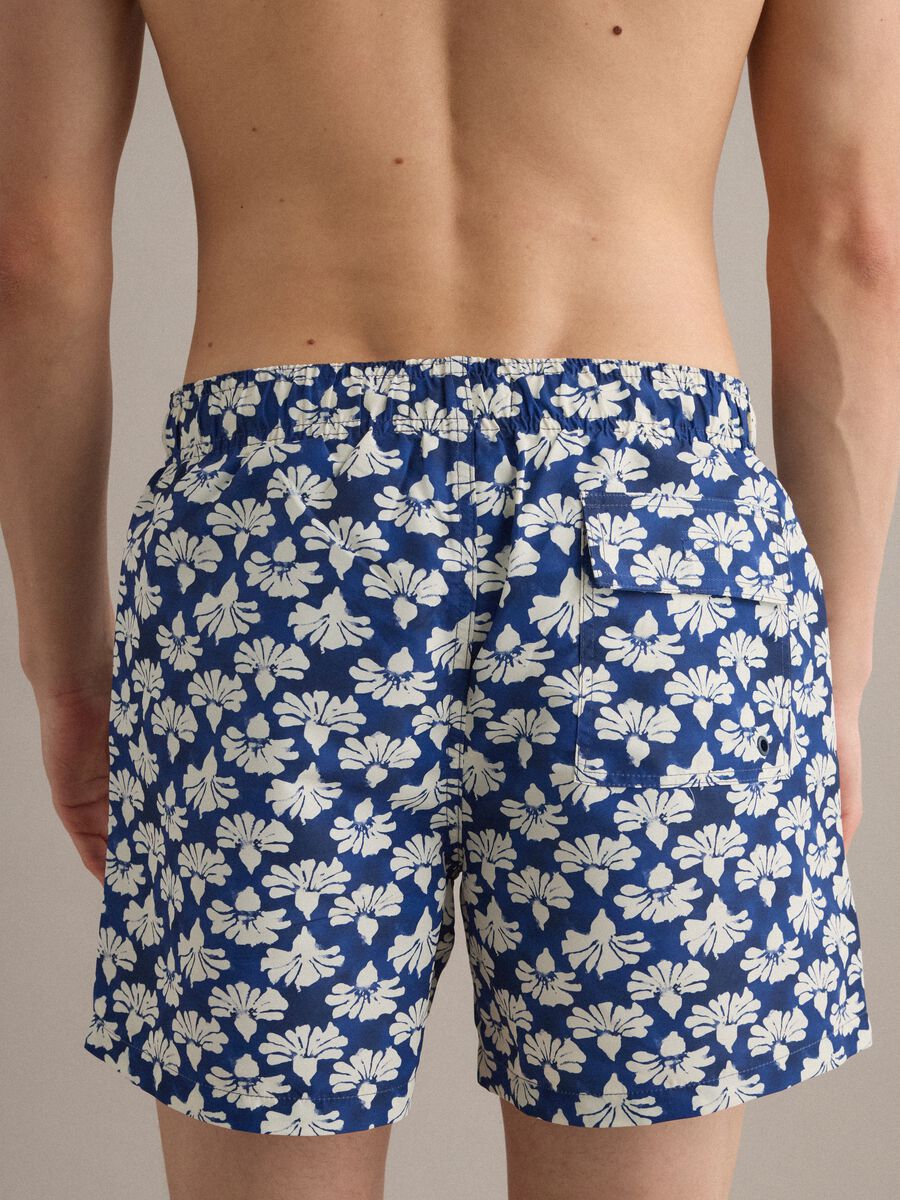 Blue floral-print swim shorts_3
