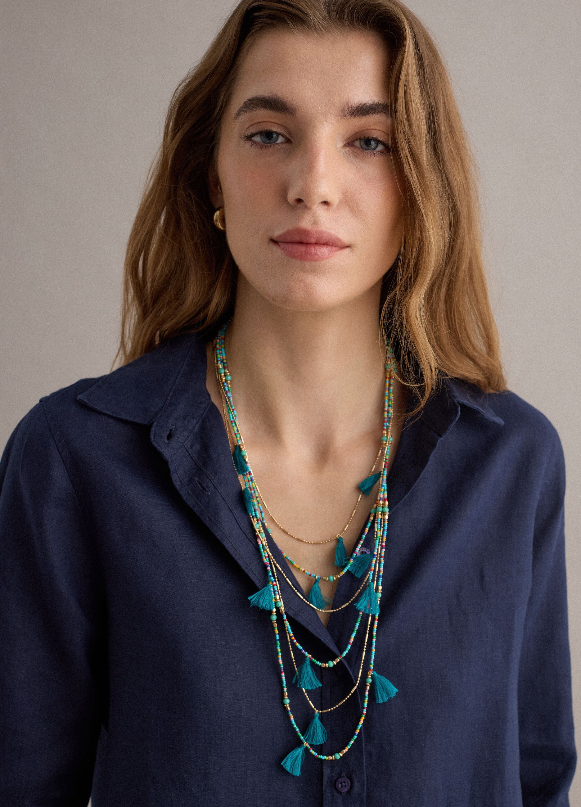 Pure blue linen shirt regular fit