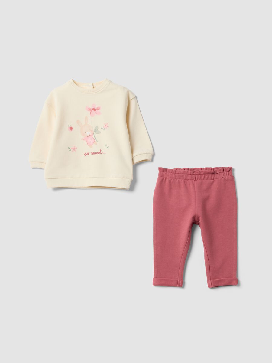 Violett-wei&szlig;es Baby-M&auml;dchen-Set aus Bio-Baumwolle mit H&auml;schen-Print_0