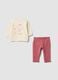 Violett-wei&szlig;es Baby-M&auml;dchen-Set aus Bio-Baumwolle mit H&auml;schen-Print_0