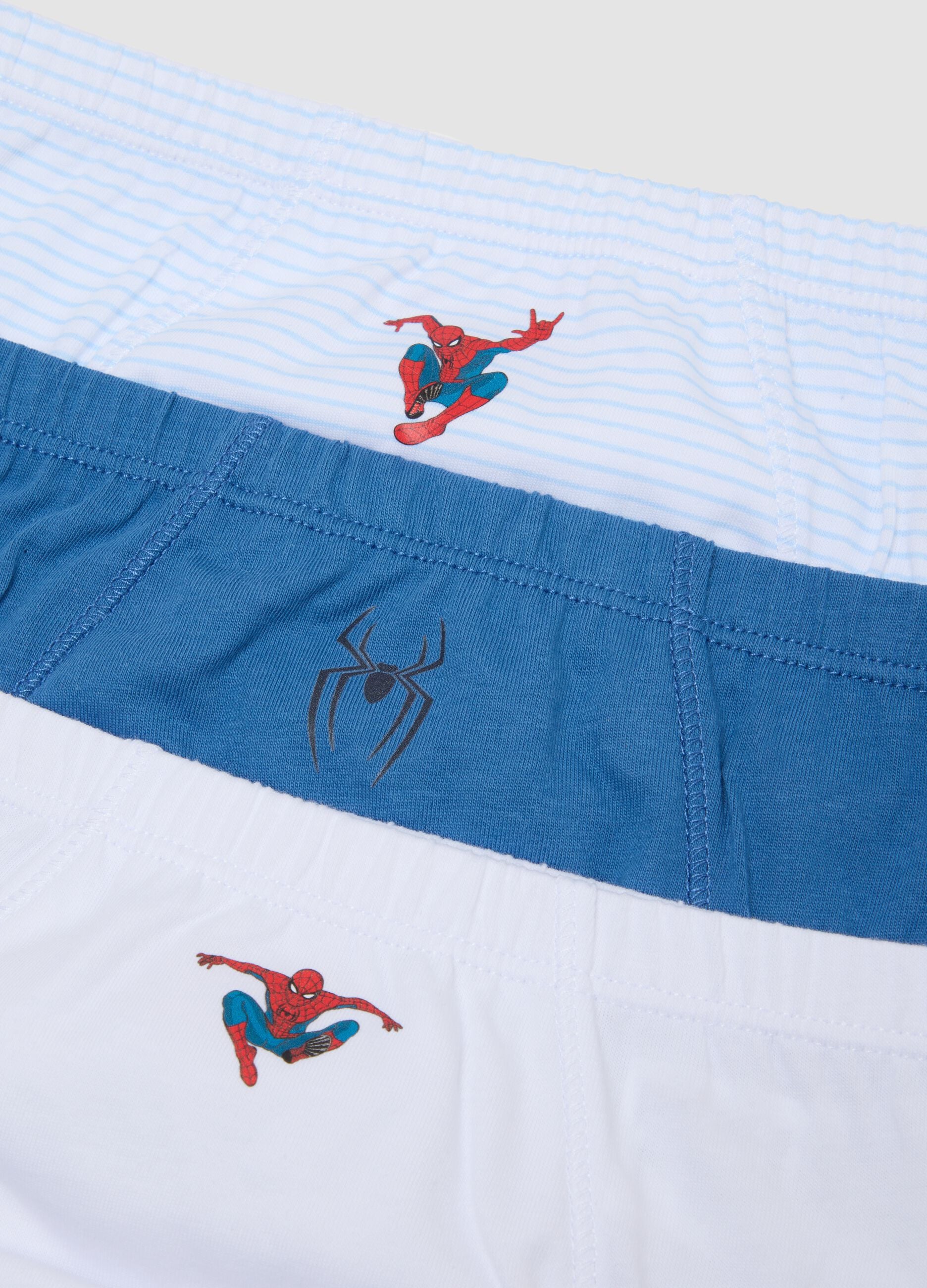 Five-pack of multicolour Spider-Man print briefs in pure organic cotton