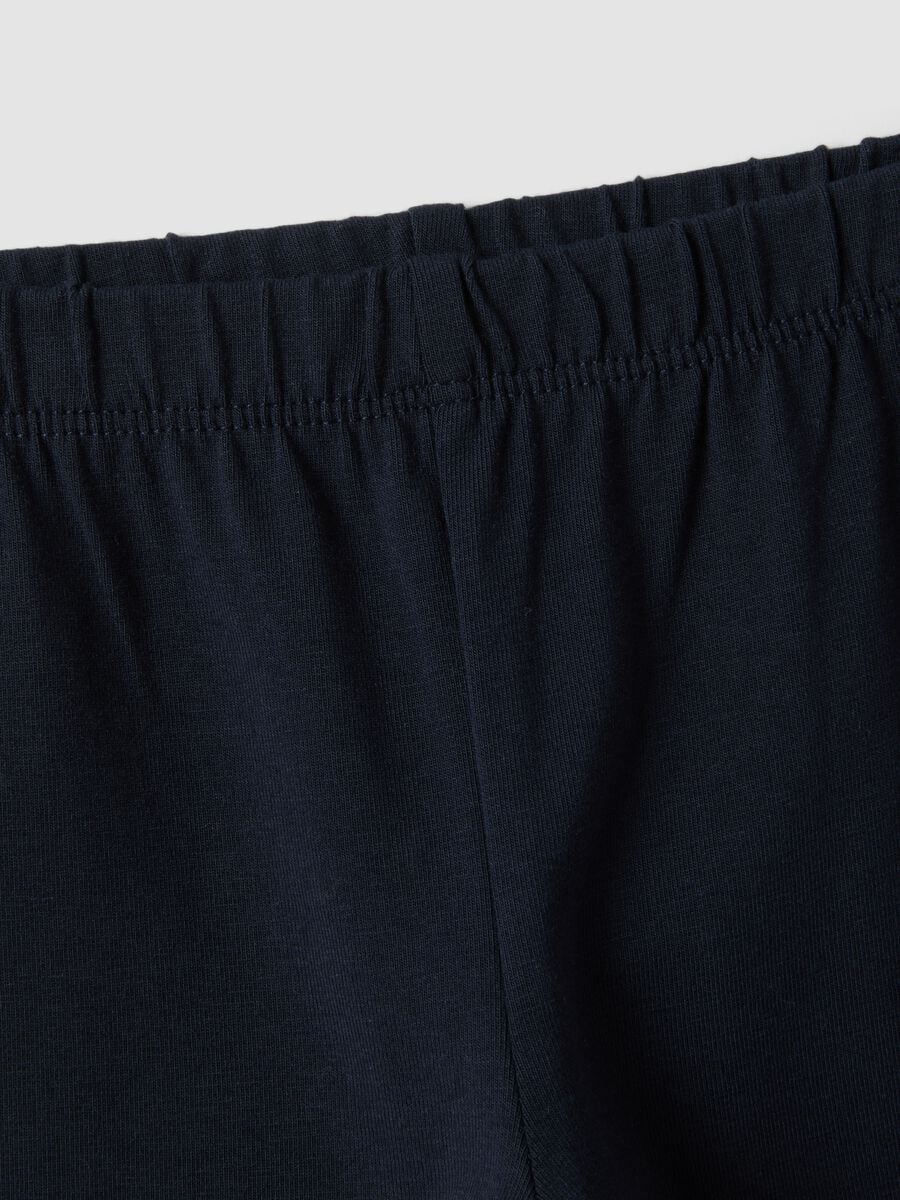 Leggings blu flare in cotone organico elasticizzato con cuore per bimba_3