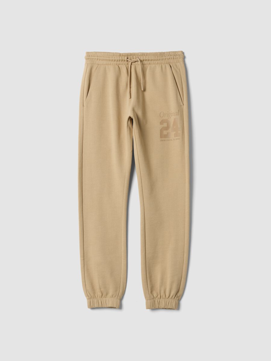 Brown pure cotton joggers with print_0