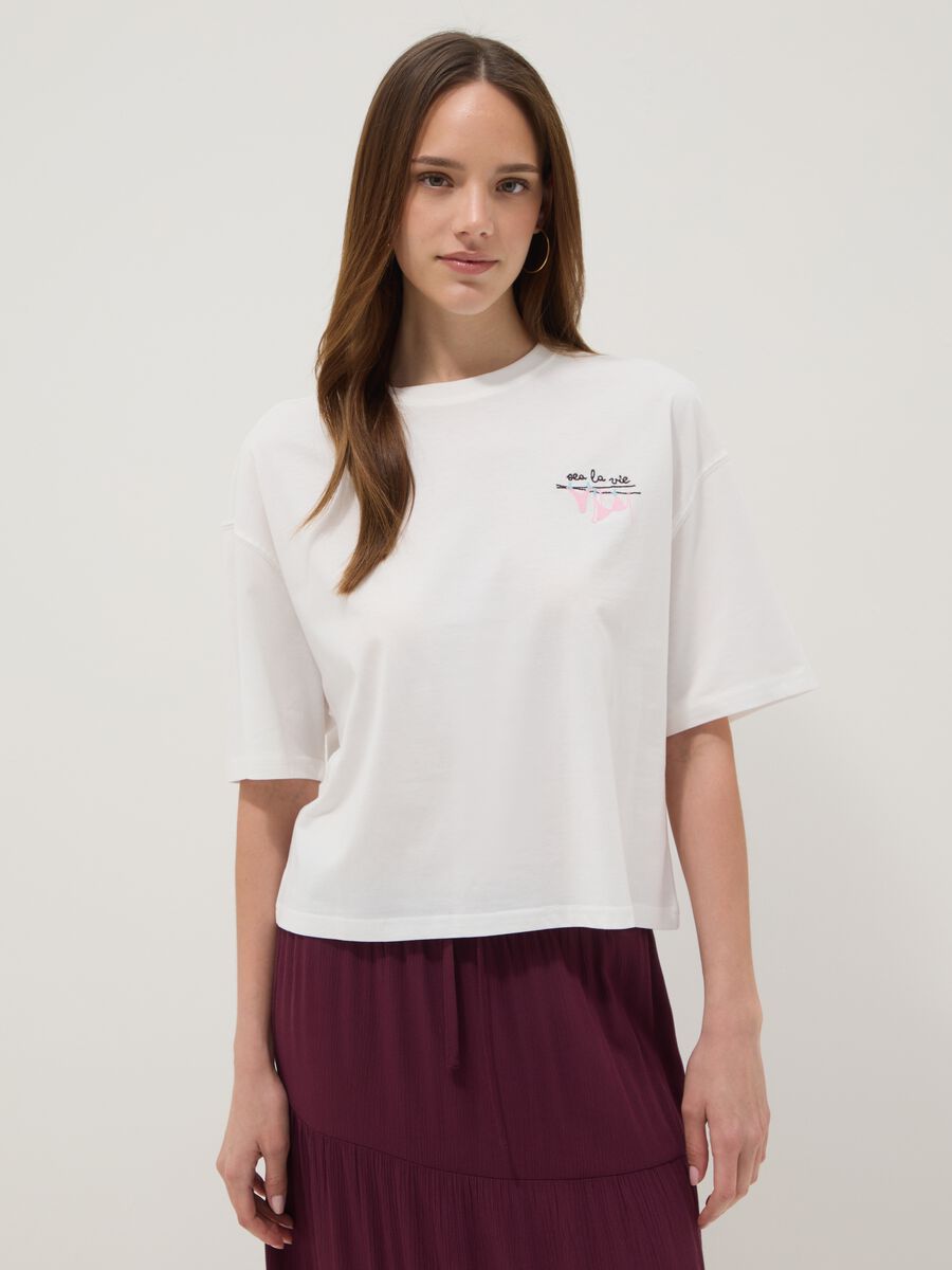 White pure cotton short-sleeve T-shirt_1