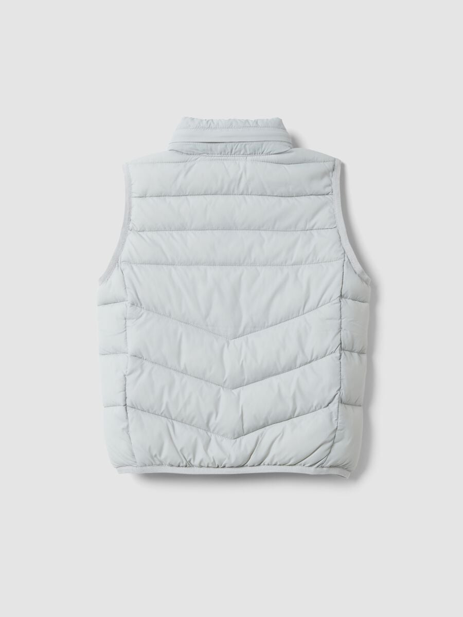 Grey padded gilet with zip and high neck for boys_1