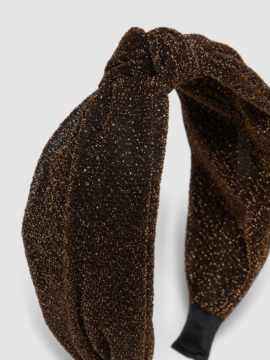 Shiny textured brown hairband_2