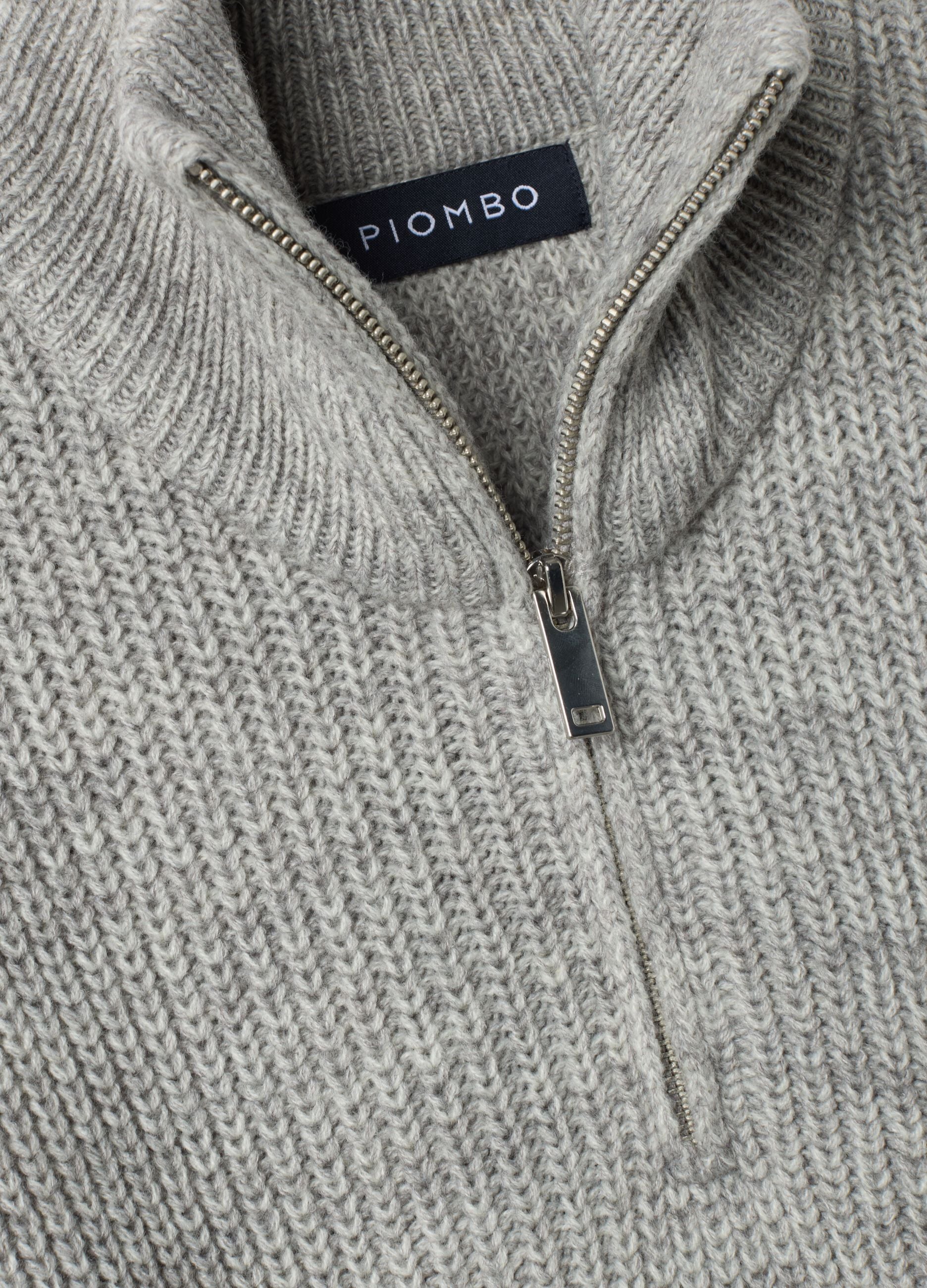 Light grey wool-blend jumper with collar, regular fit