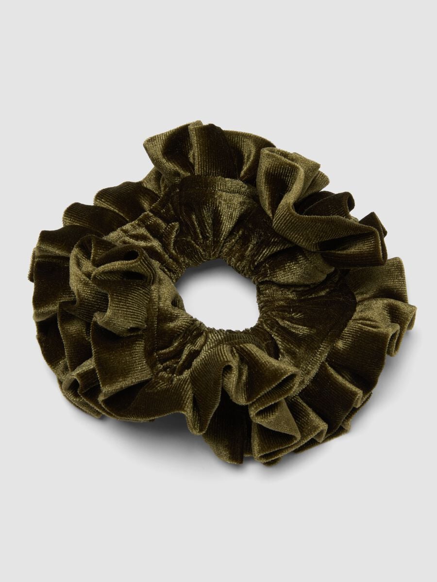 Scrunchie verde effetto vellutato_1