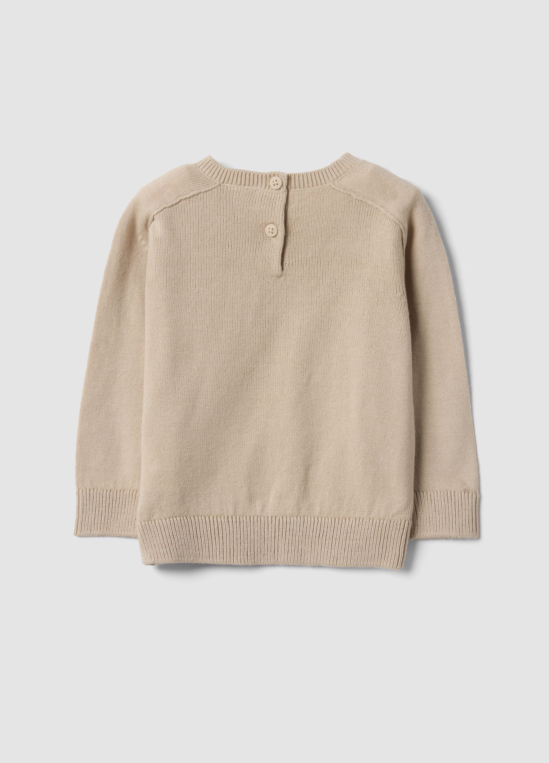 Maglia beige in misto cotone a girocollo per bimbo