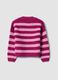 Lila gestreifte Strickjacke mit Rundhalsausschnitt f&uuml;r M&auml;dchen_1