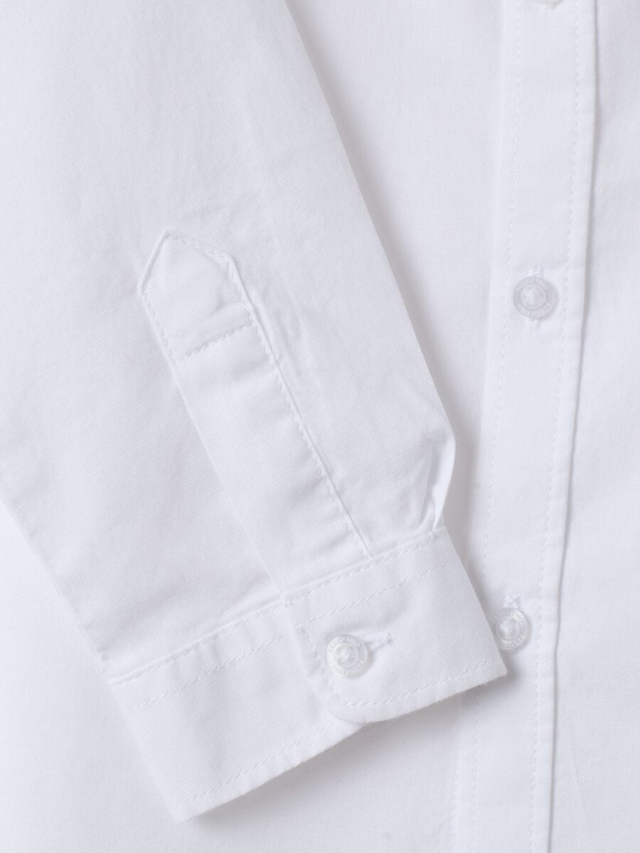 Camicia bianca in puro cotone con collo classico e taschino per bimbo_3