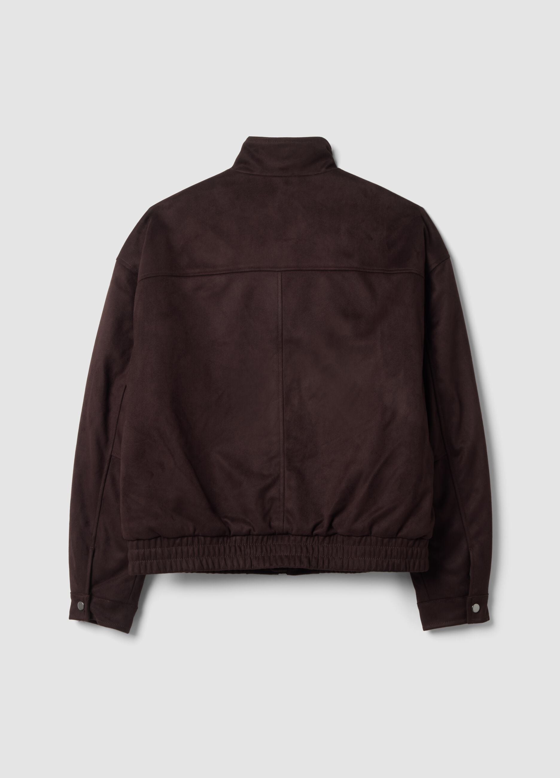Braune, wattierte Cropped-Jacke mit Rei&szlig;verschluss, Oversized-Fit