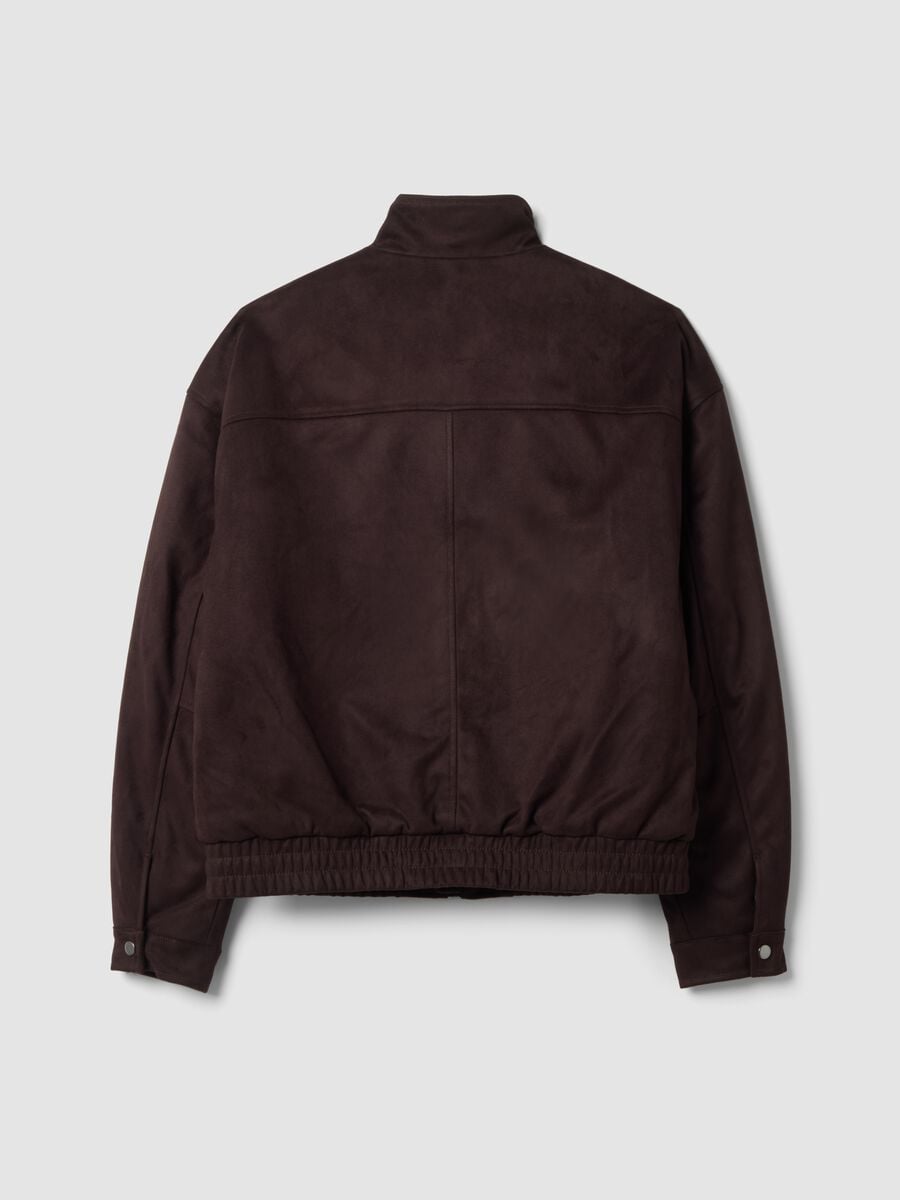 Braune, wattierte Cropped-Jacke mit Rei&szlig;verschluss, Oversized-Fit_2