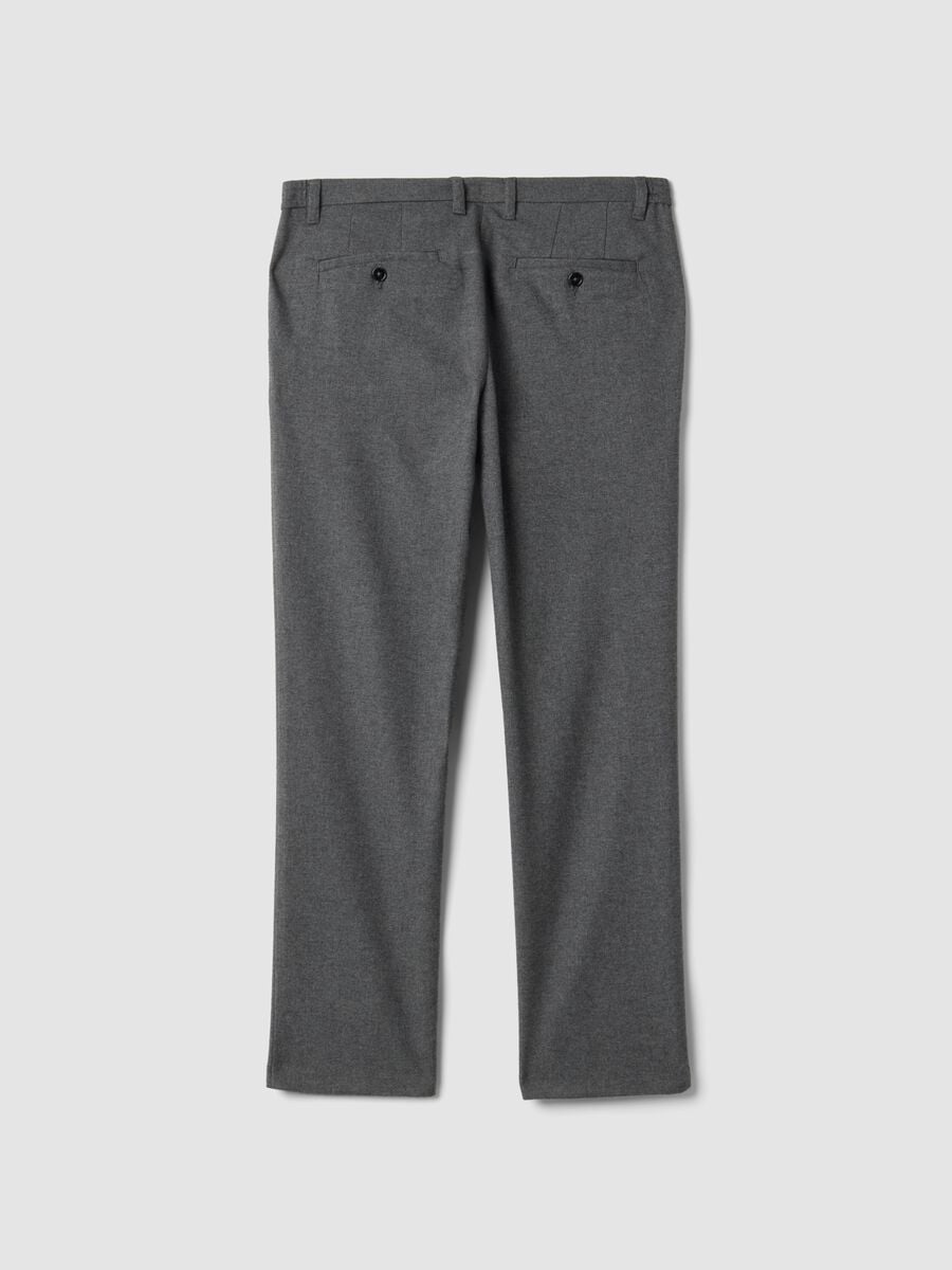 Pantaloni chino grigio melange in misto viscosa elasticizzata regular fit_1