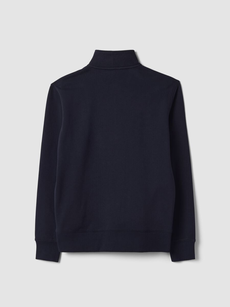 Blue cotton-blend half-zip sweatshirt with crew neck_2