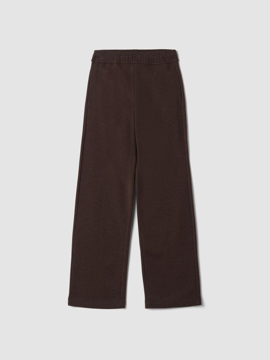 Cal&ccedil;as jogger castanhas em mistura de algod&atilde;o com cord&atilde;o, regular fit_0