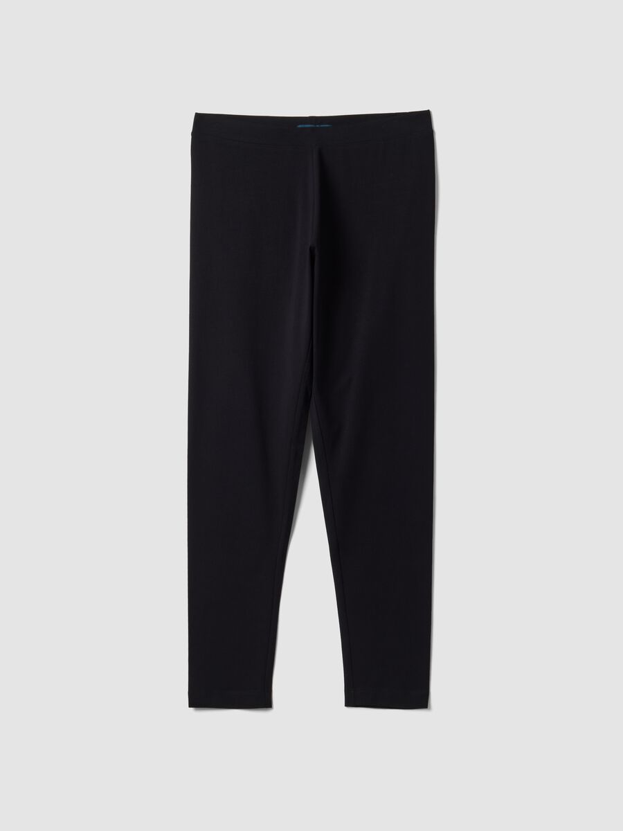 Black skinny-fit stretch cotton leggings_0