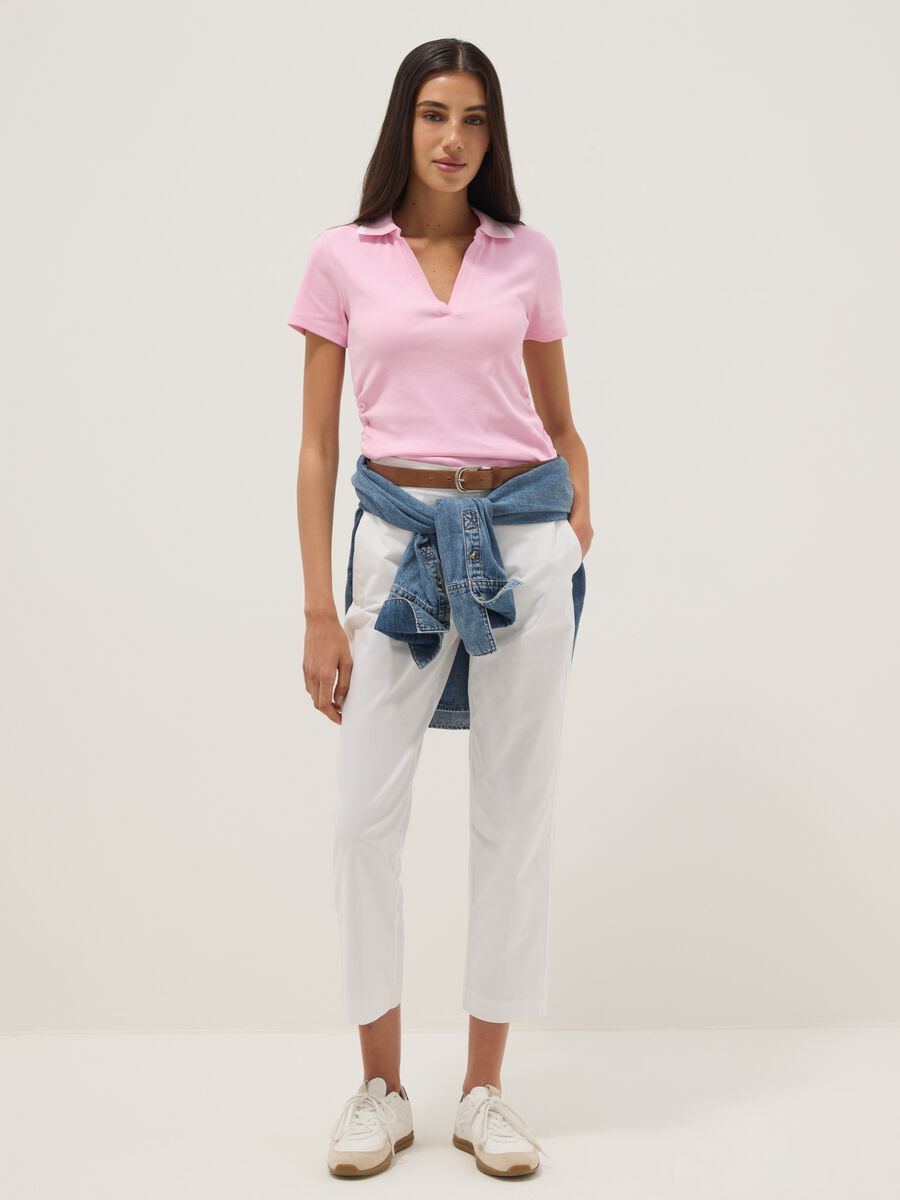 Ružičasta polo majica kratkih rukava od rastezljivog pamuka, regular kroj_2