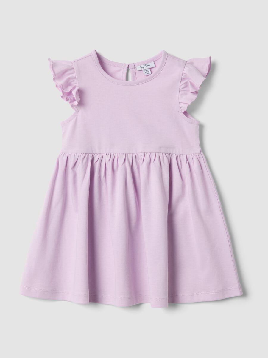 Girls&rsquo; pure cotton pink dress, regular fit with ruffles_0