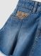 Gonna denim blu in puro cotone con orlo sfrangiato_2
