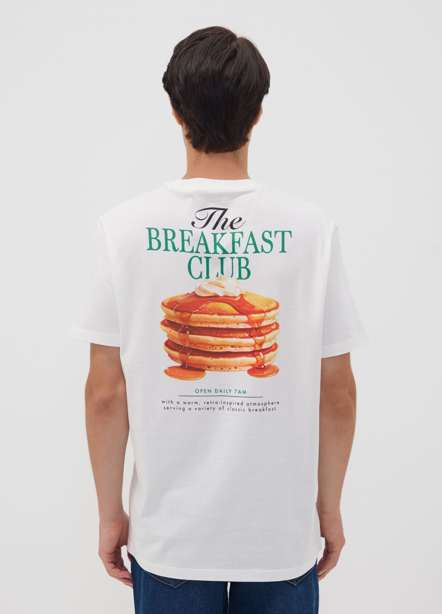 Wei&szlig;es T-Shirt aus reinem Baumwoll-Jersey mit Print, Regular Fit