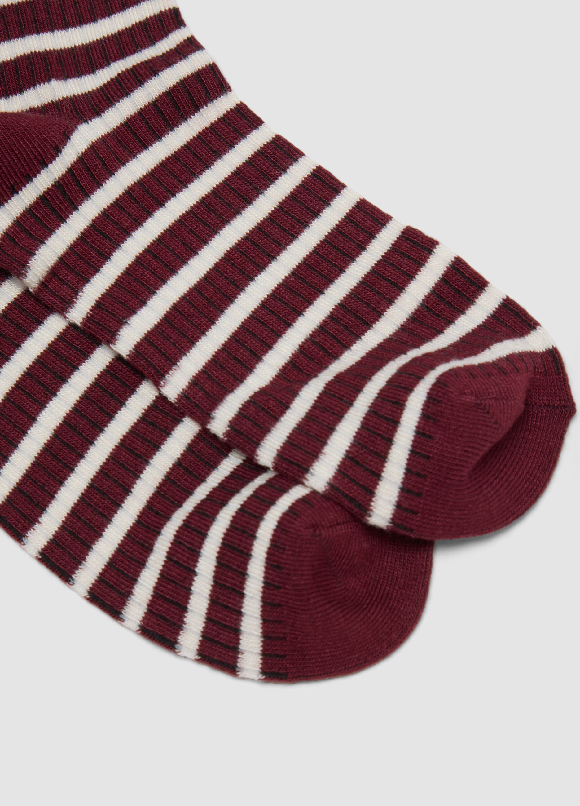 Red striped stretch-fabric socks