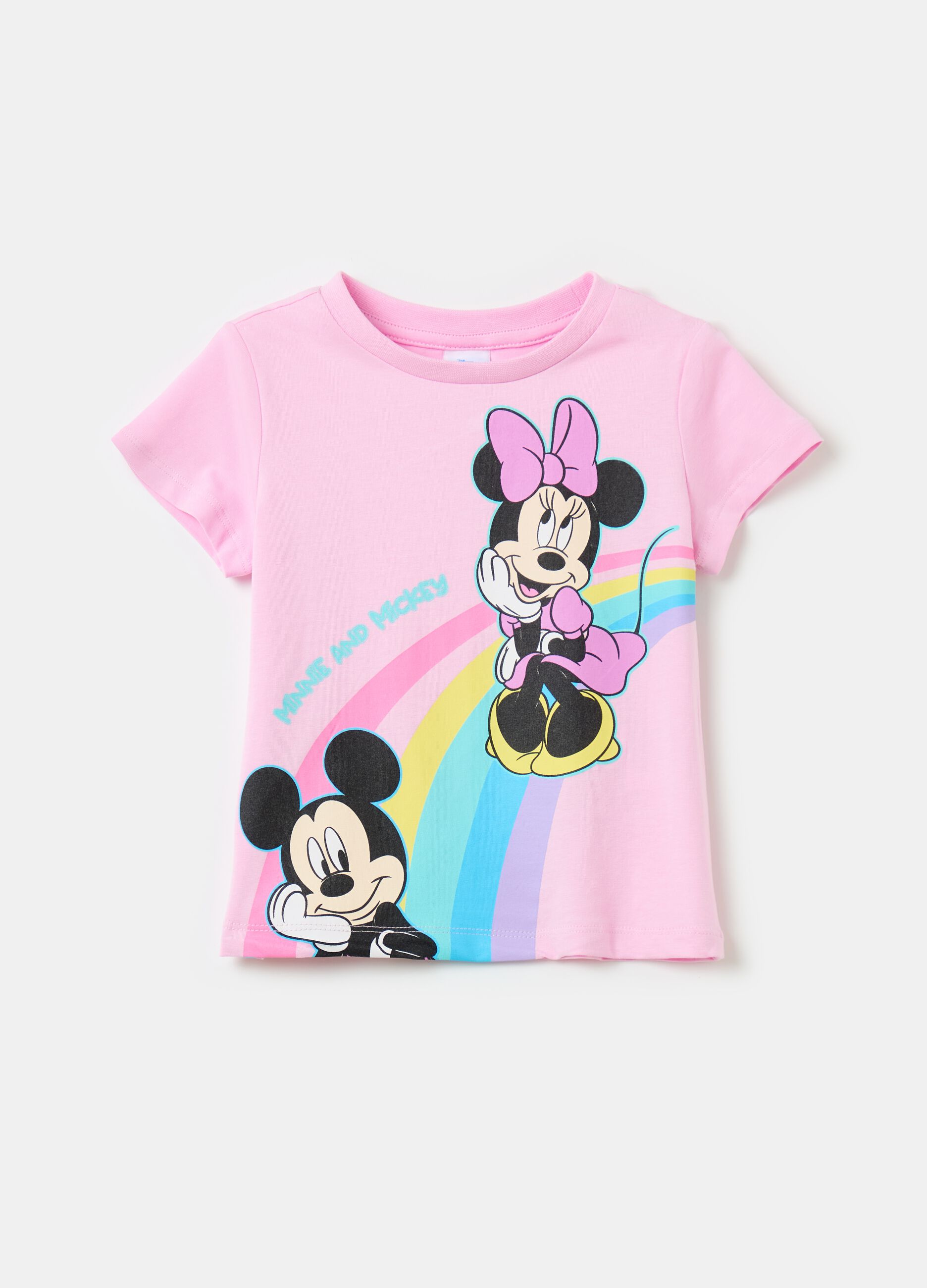 T-shirt con stampa Minnie e Topolino