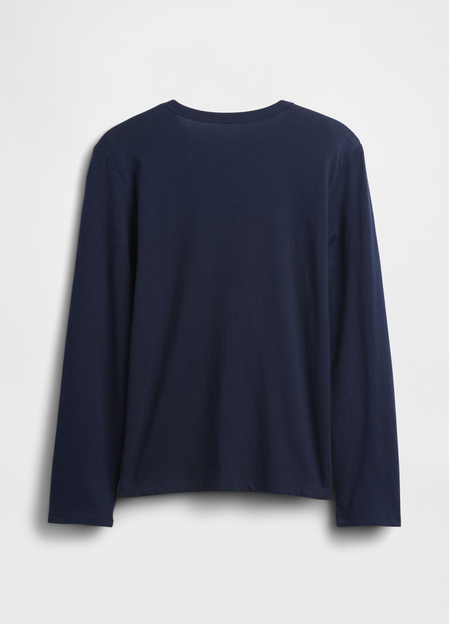 T-shirt azul de manga comprida em algod&atilde;o puro com log&oacute;tipo GAP