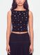 Black stretch cotton top with metal eyelets, regular fit_3