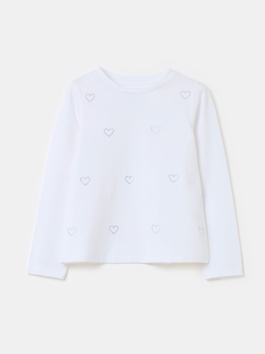 Long-sleeved T-shirt with diamantés_0