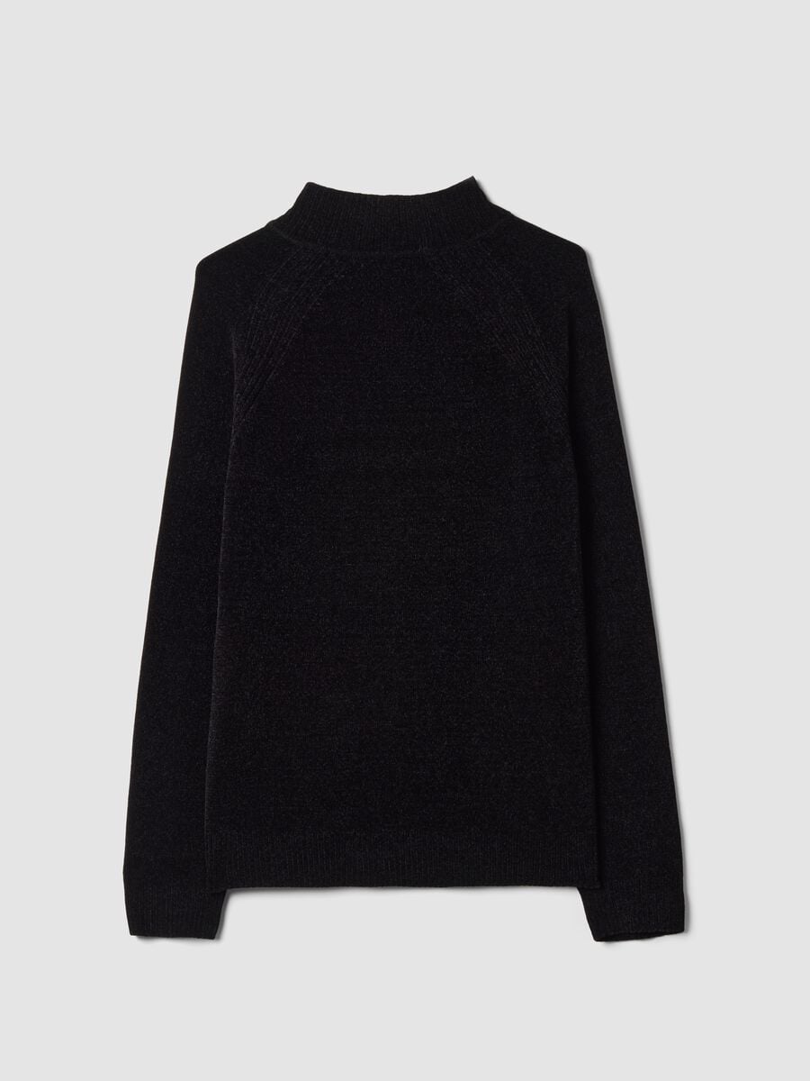 Black full-zip cardigan with collar, regular fit_6