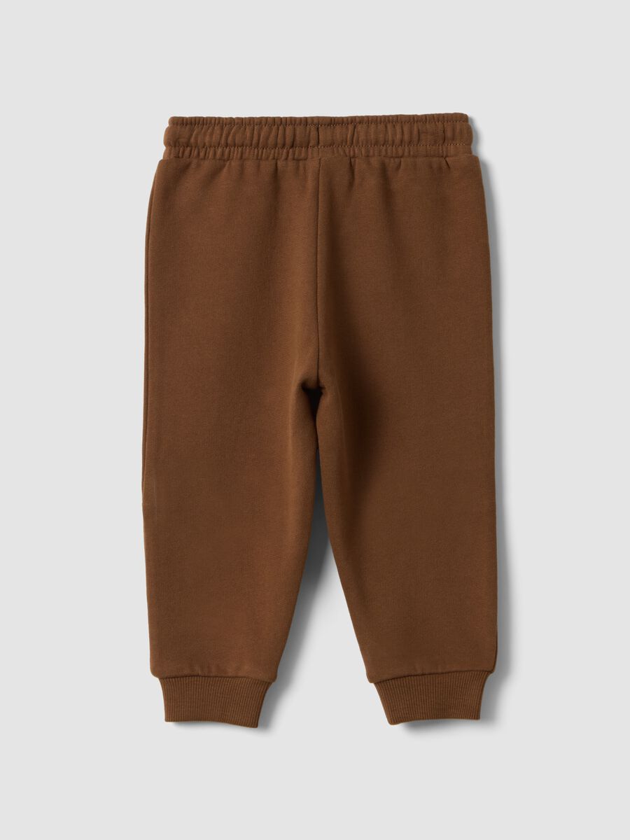 Brown pure cotton over-fit joggers with teddy bear print_1