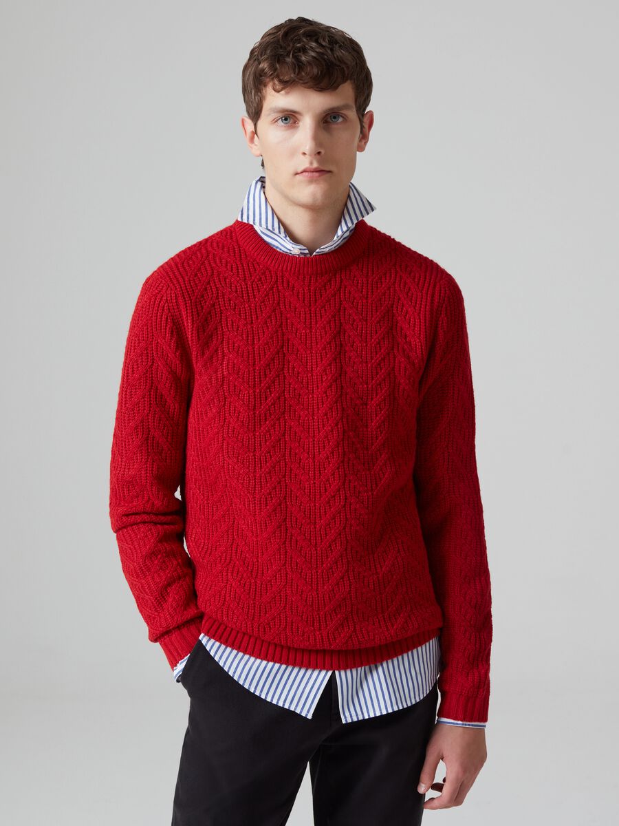 Openwork cable knit pullover_0
