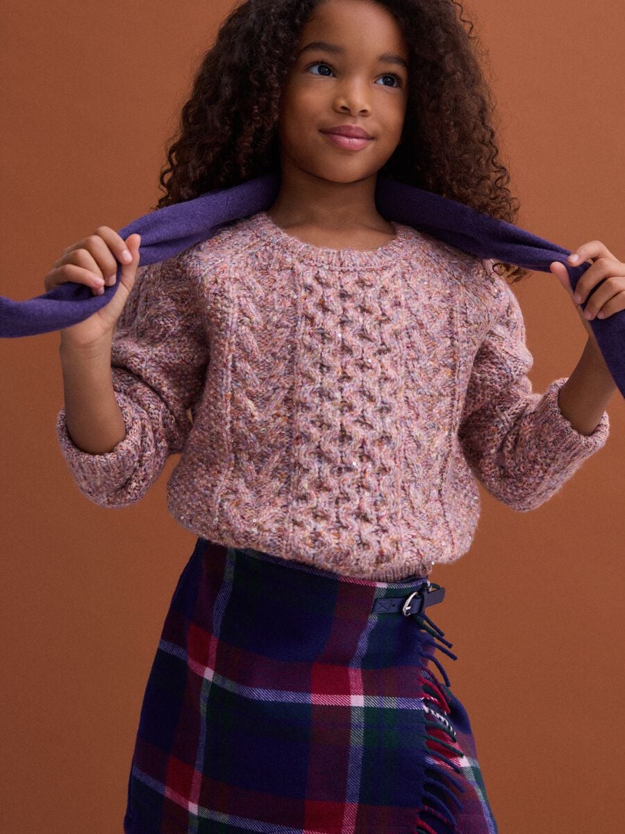 Saia tartan &agrave;s riscas regular fit em mistura de l&atilde; e viscose_2