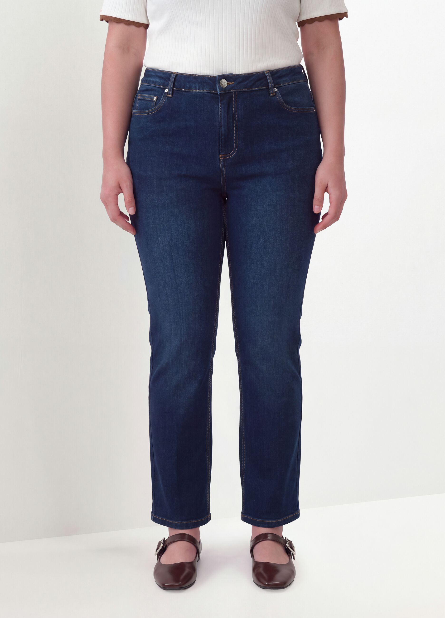 Blue stretch-cotton denim bootcut jeans
