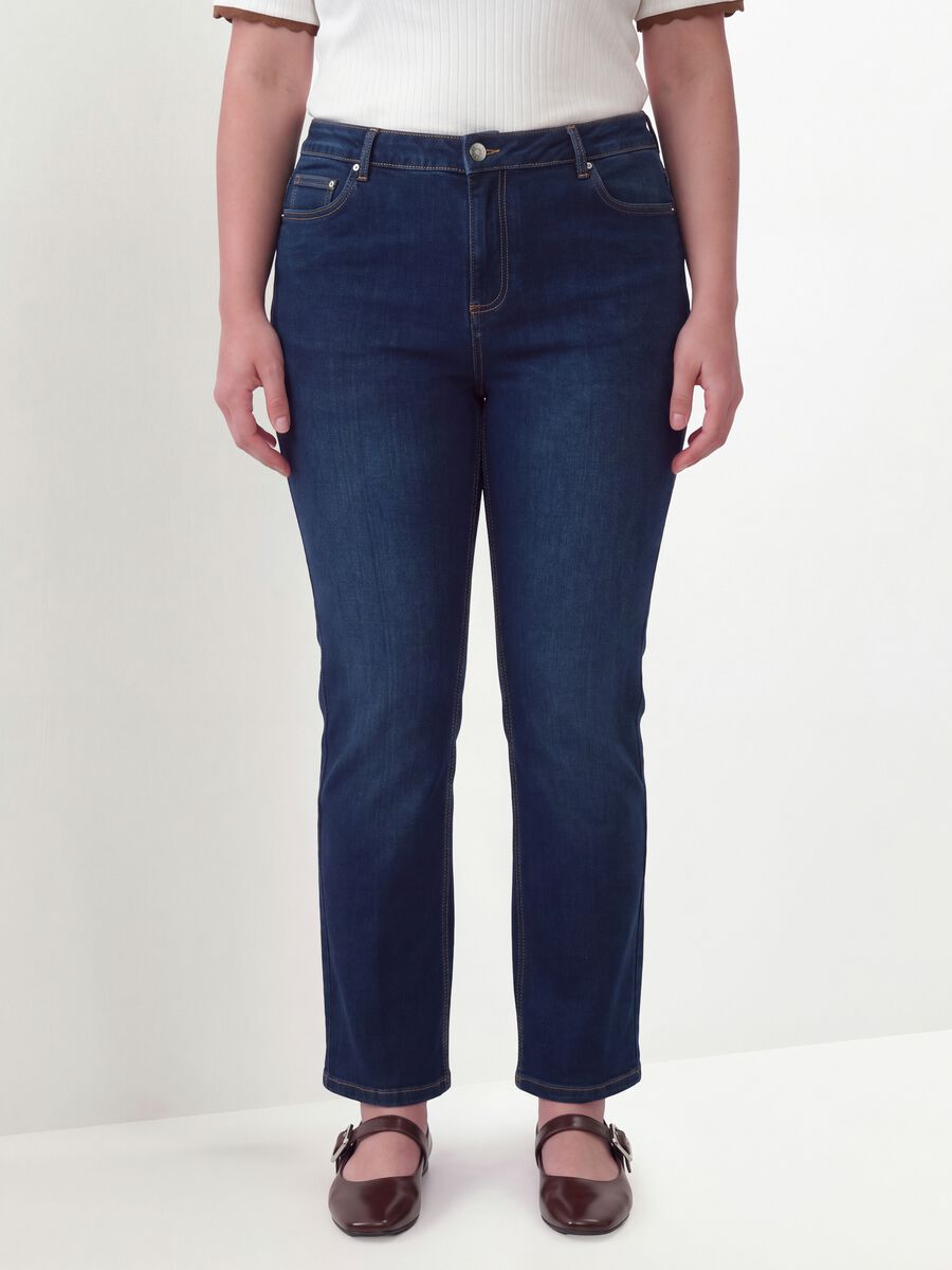 Bootcut-Jeans aus blauem Stretch-Baumwoll-Denim_1